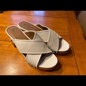 White Frye sandals size 9